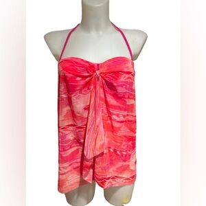 Lauren Ralph Lauren Womens Calypso Ikat Flyaway One Piece Swimsuit Coral